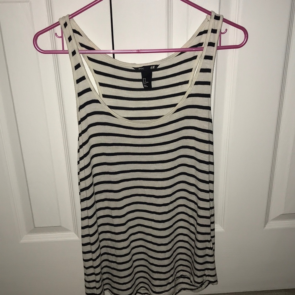 Black white striped tank
